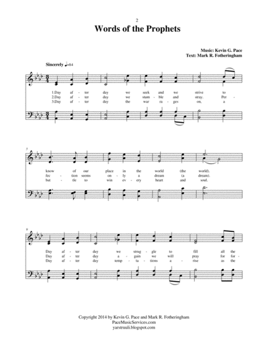 Words of the Prophets - an original hymn for SATB voices image number null