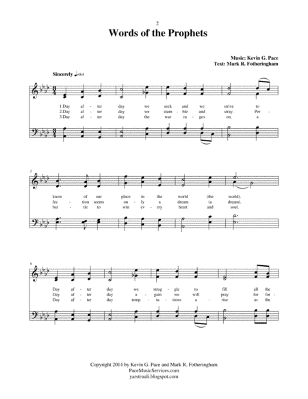Words of the Prophets - an original hymn for SATB voices image number null