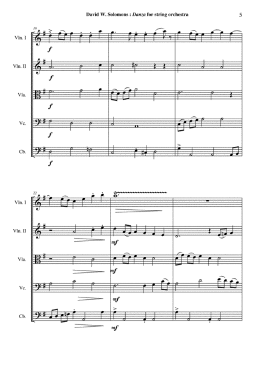 David Warin Solomons: Danza for string orchestra, score and parts String Orchestra scores gallery preview page 5