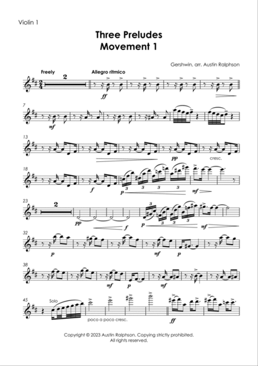 Gershwin's Three Piano Preludes - string quartet String Quartet scores gallery preview page 3