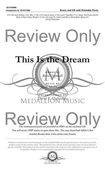 This Is the Dream - Orchestral Score and CD with Printable Parts
