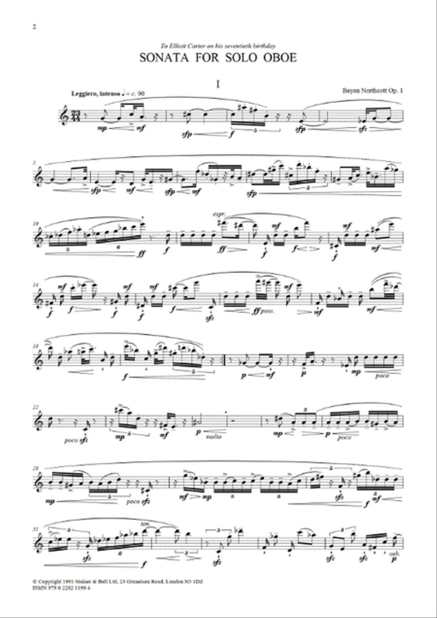 Sonata for Solo Oboe Oboe Solo scores gallery preview page 2