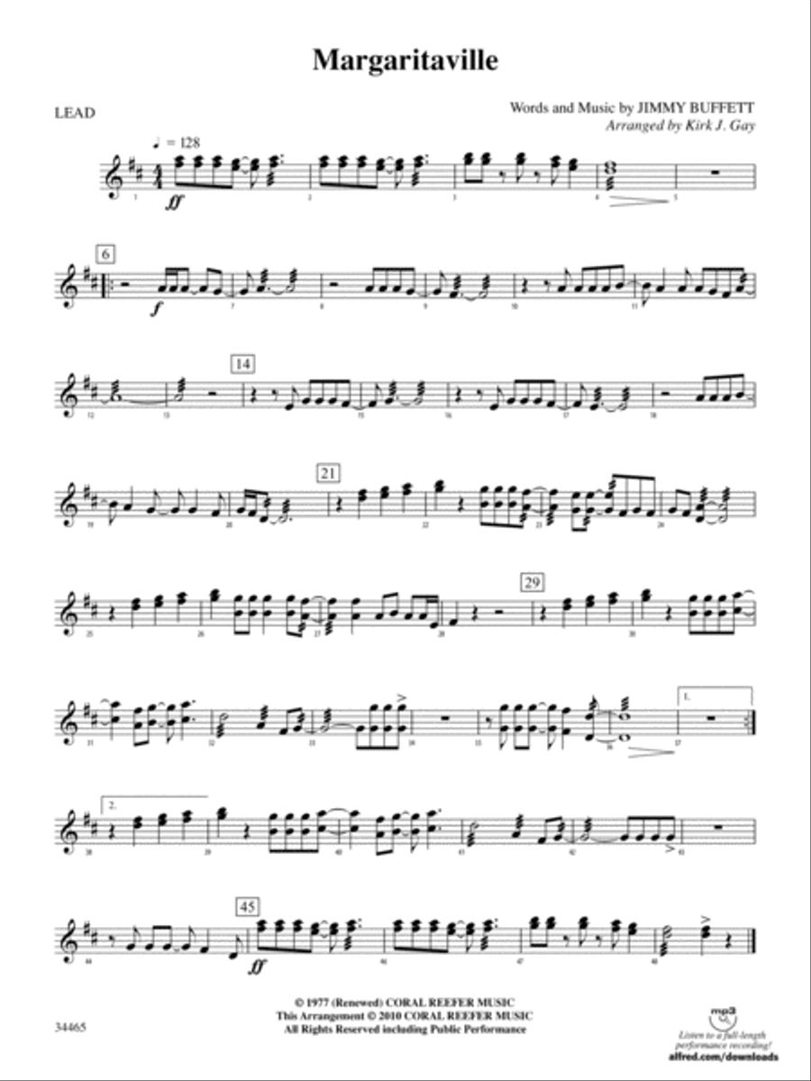 Margaritaville: 1st Percussion Percussion scores gallery preview page 1