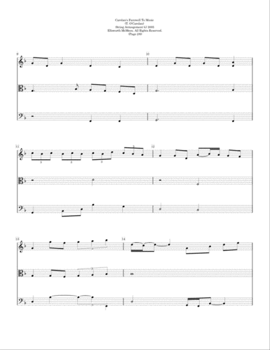Carolan's Farewell to Music for Classical String Trio (Violin, Viola, and Cello) String Quartet scores gallery preview page 5