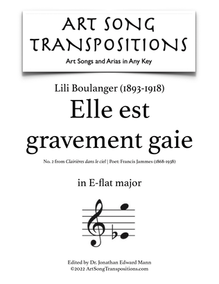 Book cover for BOULANGER: Elle est gravement gaie (transposed to E-flat major)