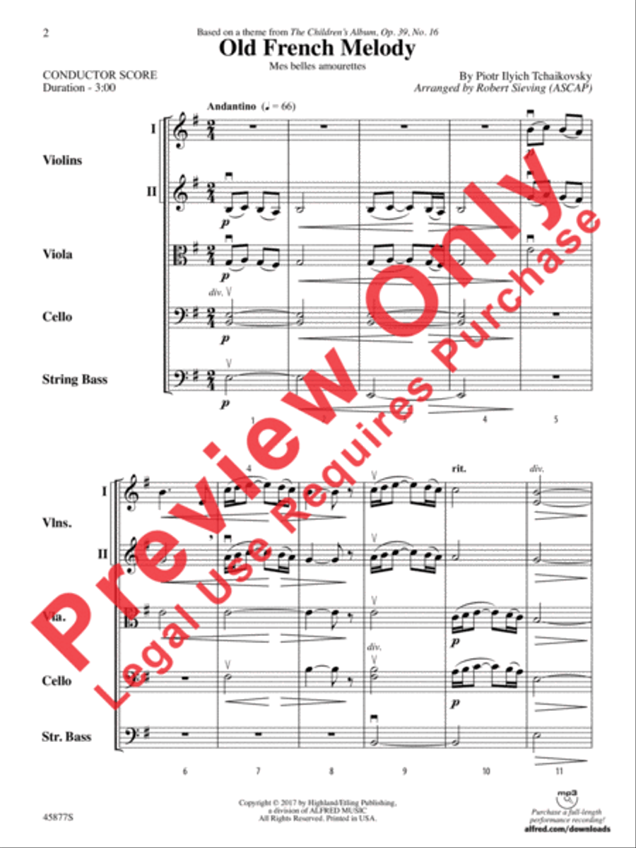 Old French Melody Old French Melody String Orchestra scores gallery preview page 2