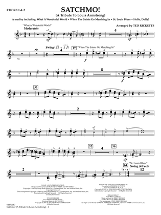 Satchmo! - A Tribute to Louis Armstrong (arr. Ted Ricketts) - F Horn 1 & 2