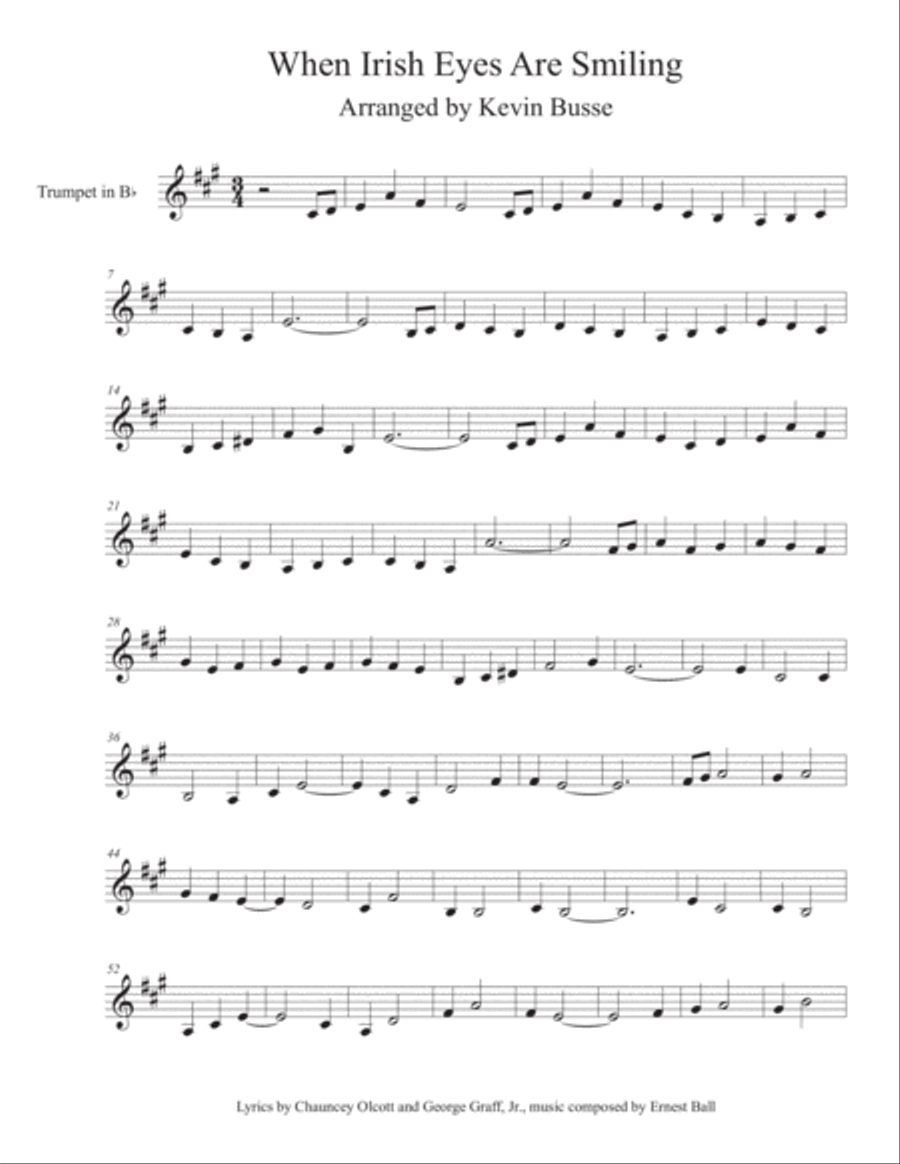 When Irish Eyes Are Smiling - Trumpet When Irish Eyes Are Smiling - Trumpet Trumpet Solo scores gallery preview page 1