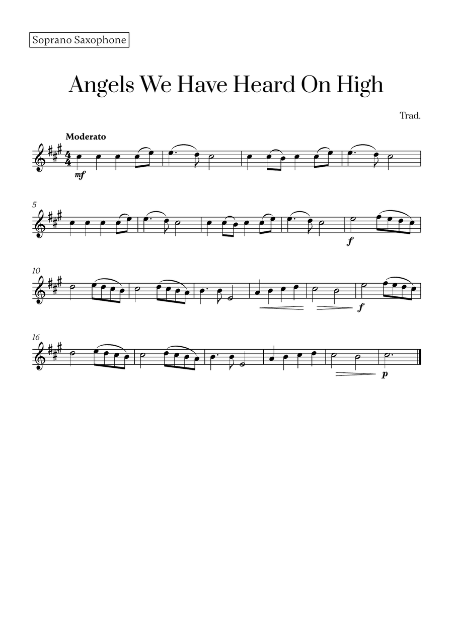 Angels We Have Heard On High (for Soprano Saxophone, Violin and Cello) Small Ensemble scores gallery preview page 3