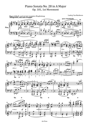Book cover for Beethoven - Piano Sonata No.28 in A Major ,Op.101 1st Mov - Original With Fingered For Piano Solo