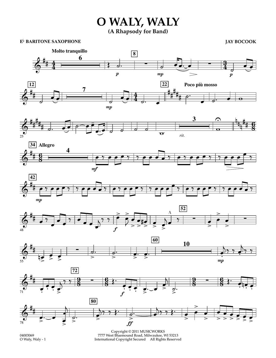 O Waly Waly (A Rhapsody For Band) - Eb Baritone Saxophone