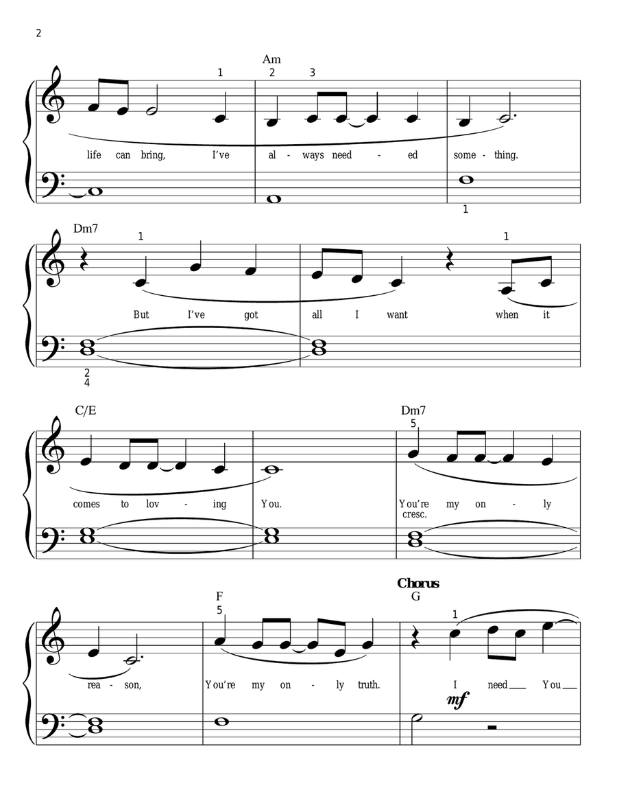 I Need You (arr. Phillip Keveren) Easy Piano scores gallery preview page 2