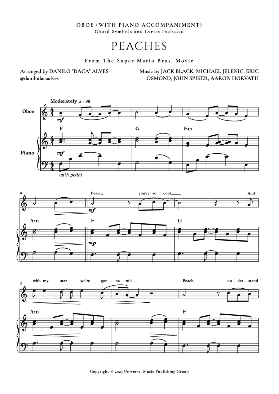 Peaches Piano scores gallery preview page 1