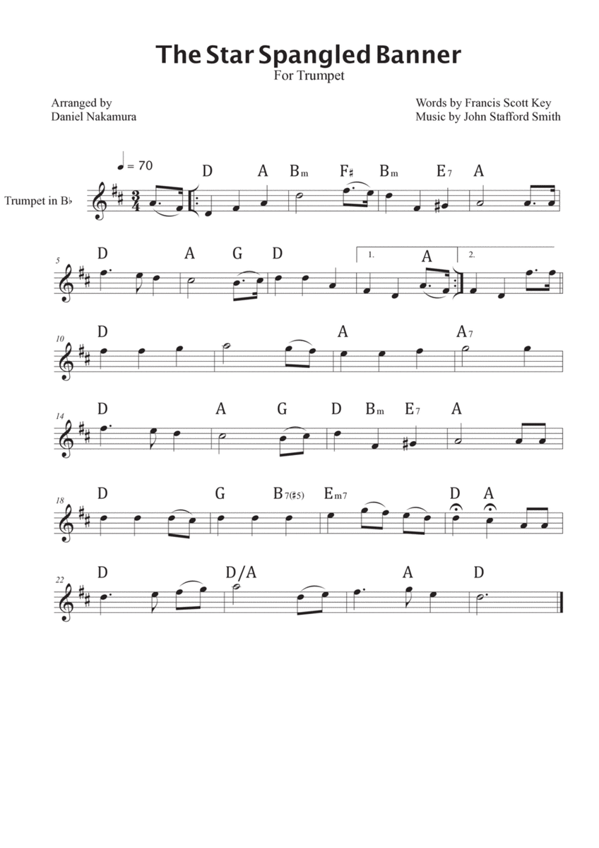 The Star Spangled Banner (For Trumpet with Chords) image number null