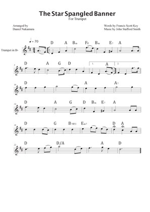 The Star Spangled Banner (For Trumpet with Chords)