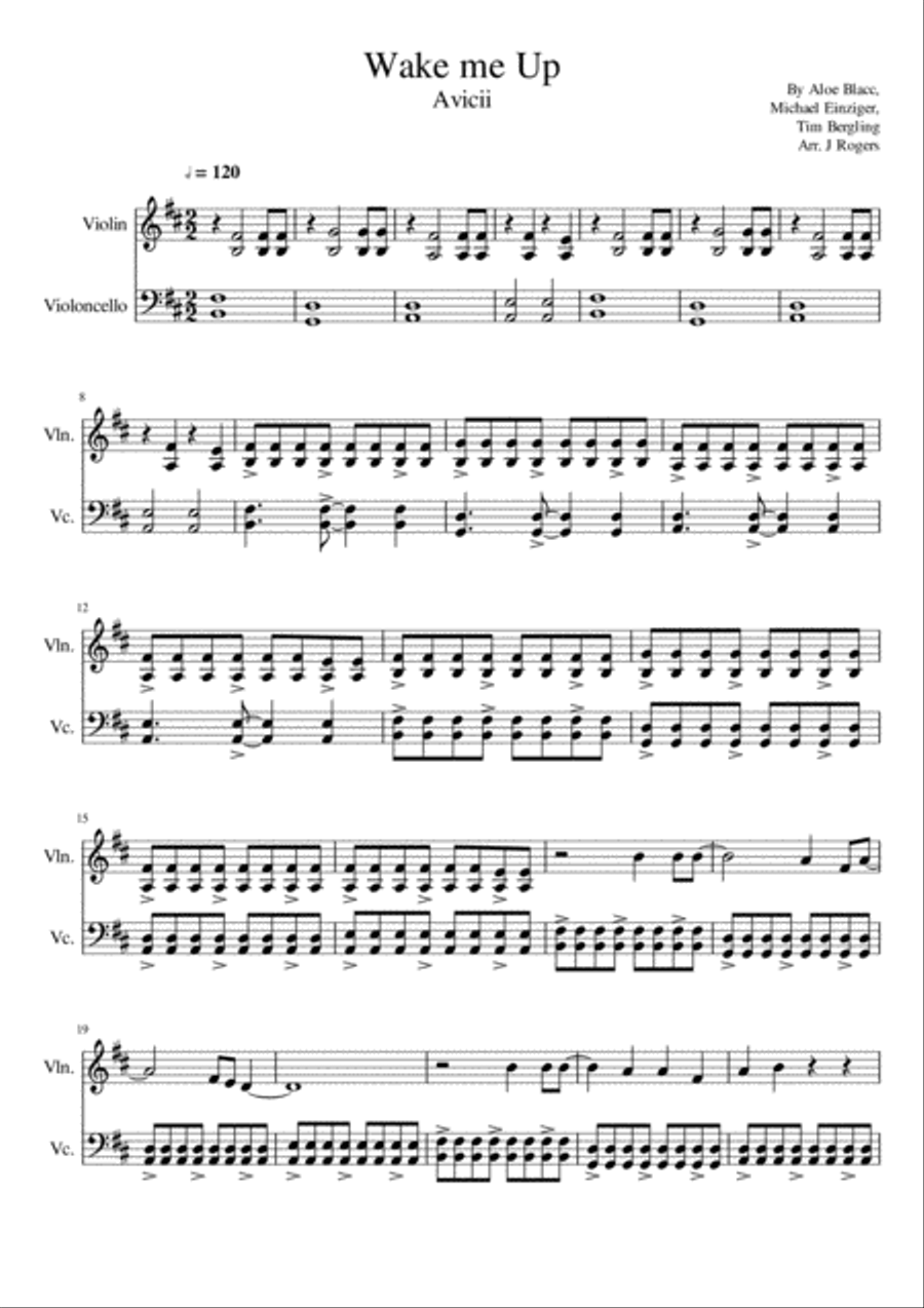 Wake Me Up String Duet scores gallery preview page 1