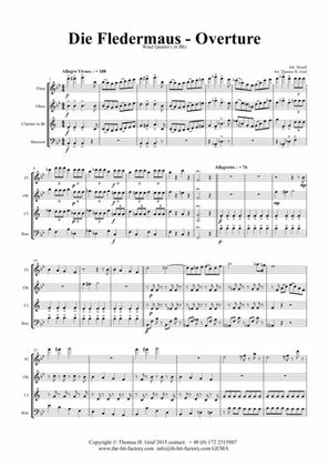 Die Fledermaus (Bb) - J. Strauss - Overture - Wind Quartet