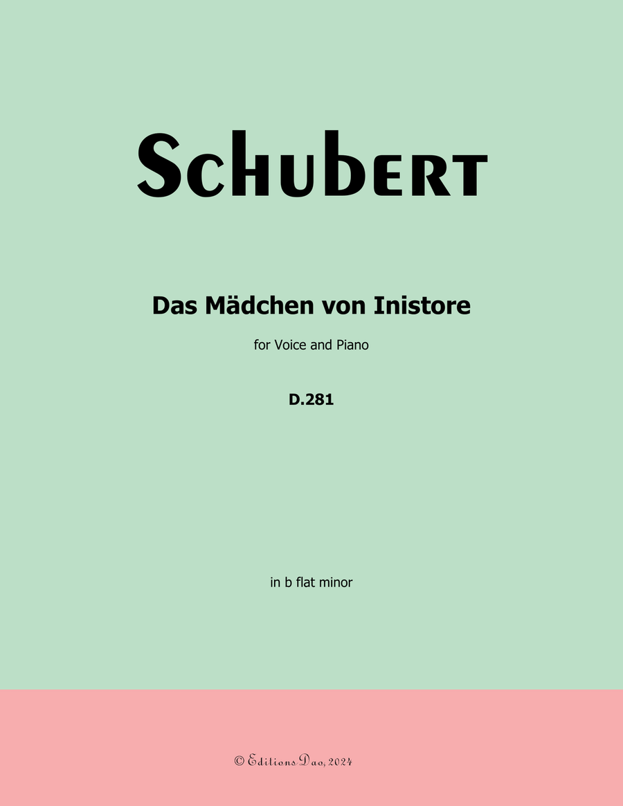 Das Madchen von Inistore, by Schubert, D.281, in b flat minor Voice scores gallery preview page 1
