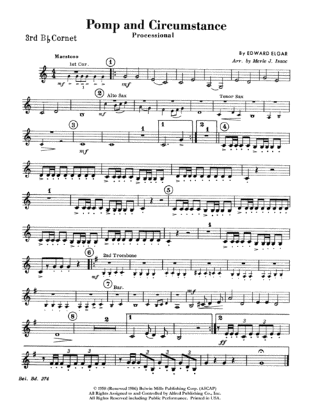 Pomp and Circumstance, Op. 39, No. 1 (Processional): 3rd B-flat Cornet