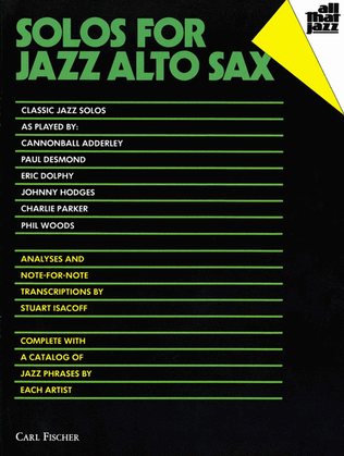 Book cover for Solos for Jazz Alto Sax