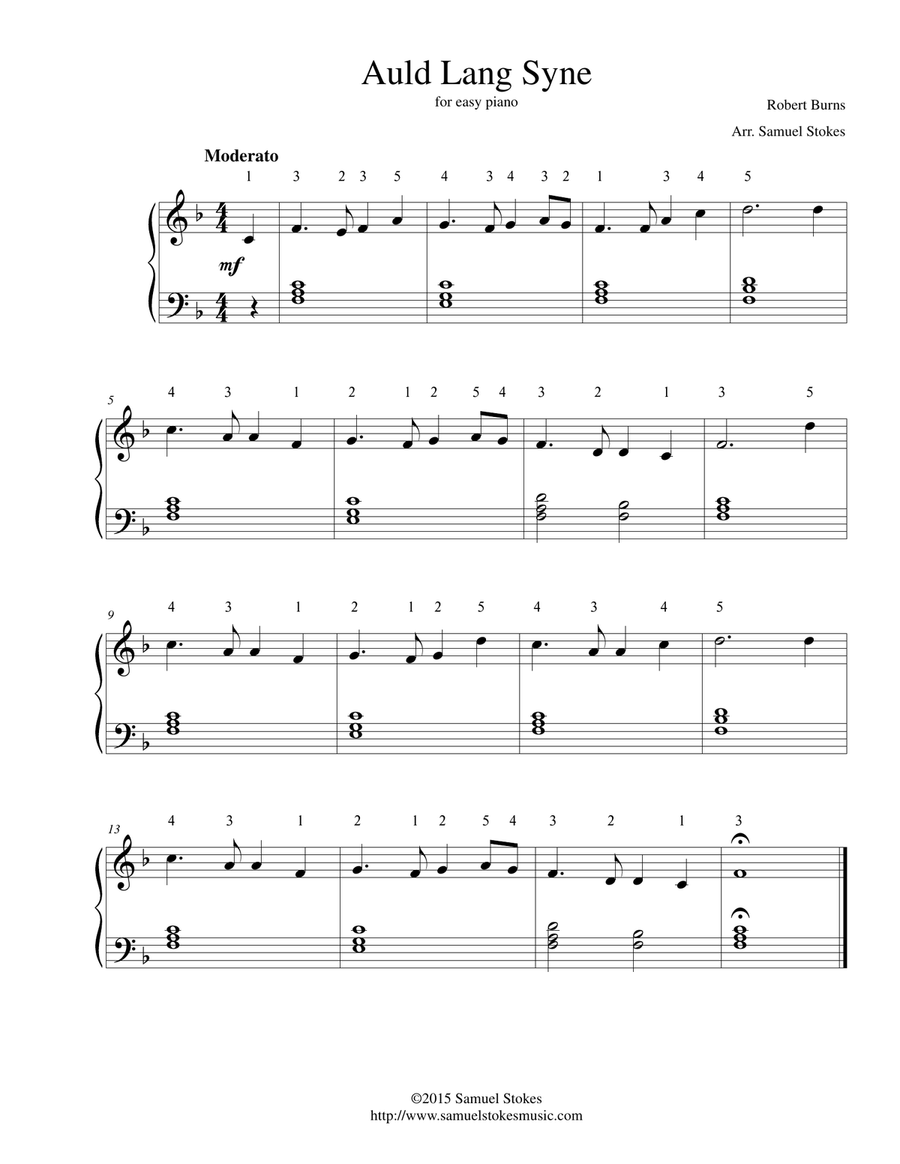 Auld Lang Syne - for easy piano Easy Piano scores gallery preview page 1
