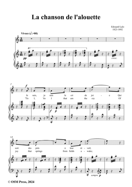 Lalo-La chanson de l'alouette,in C Major