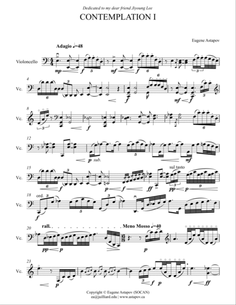 Contemplation I for violoncello solo Cello Solo scores gallery preview page 3