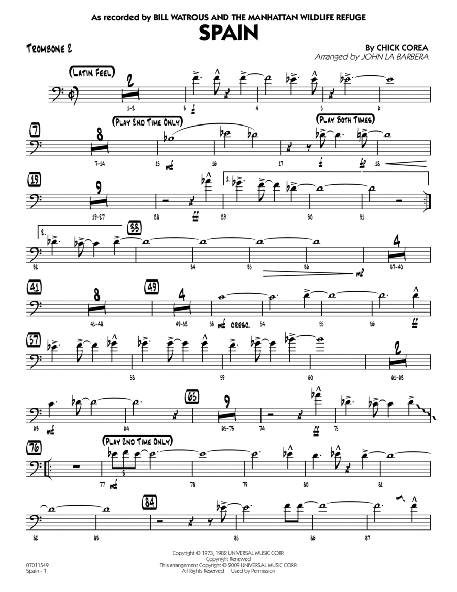 Spain - Trombone 2 Trombone scores gallery preview page 1