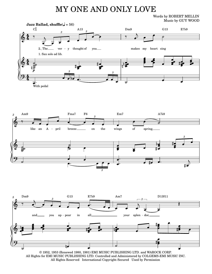 My One And Only Love My One And Only Love A Cappella scores gallery preview page 1