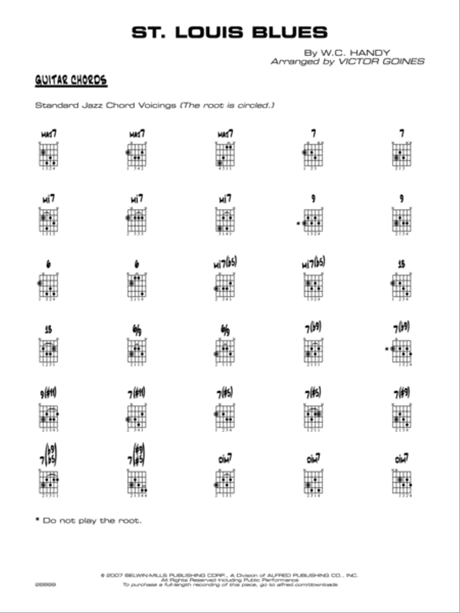 St. Louis Blues: Guitar Chords Jazz Ensemble scores gallery preview page 1