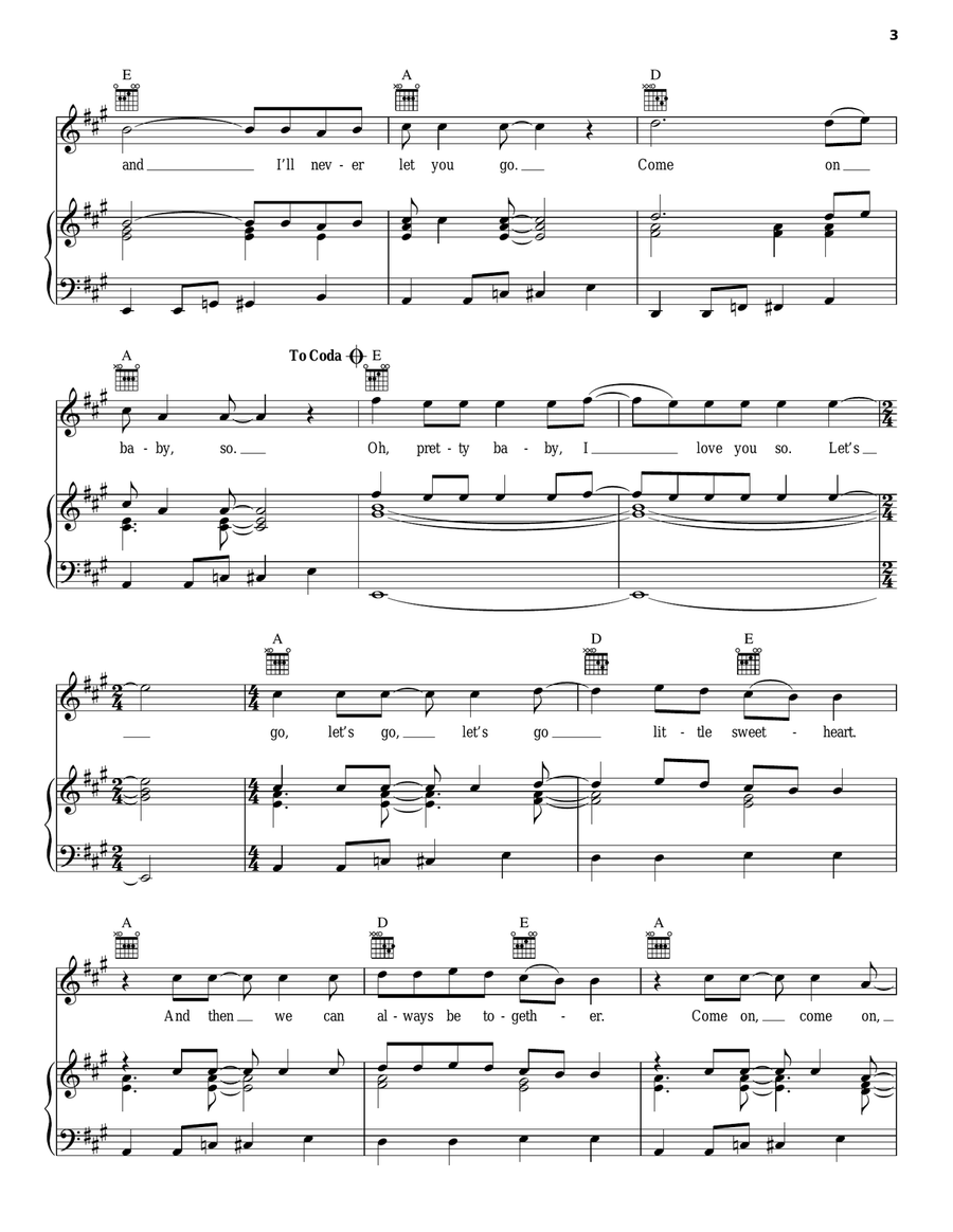 Come On Let's Go Piano, Vocal, Guitar scores gallery preview page 3