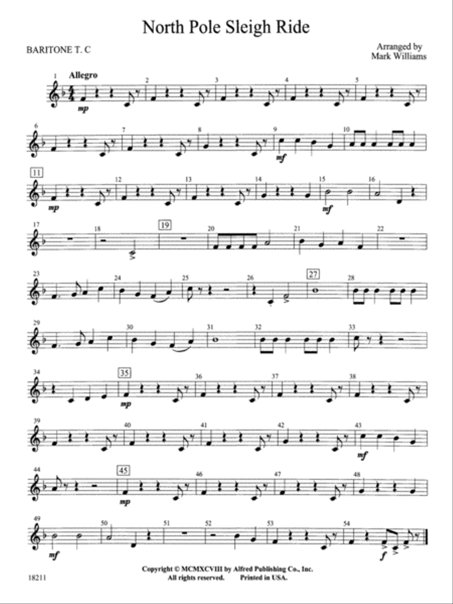 North Pole Sleigh Ride: Baritone T.C. Concert Band scores gallery preview page 1