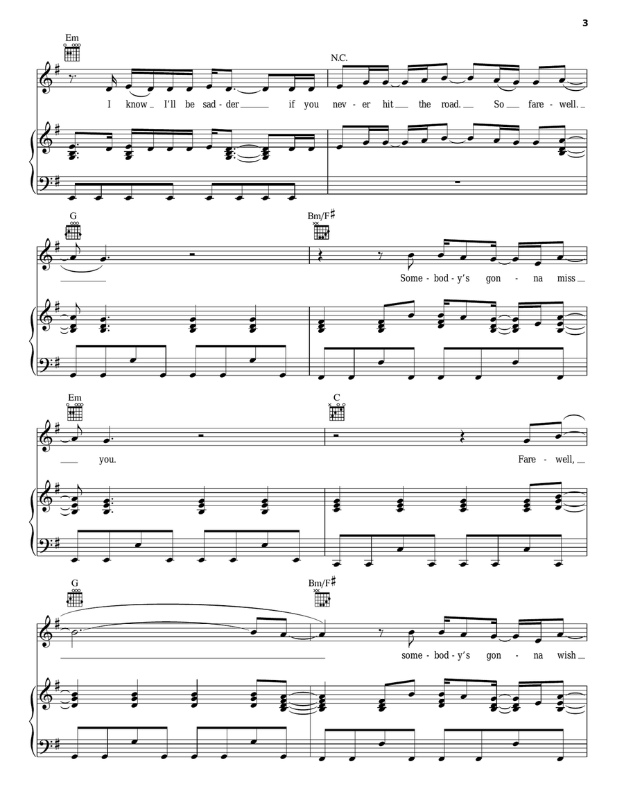 Farewell Piano, Vocal, Guitar scores gallery preview page 3