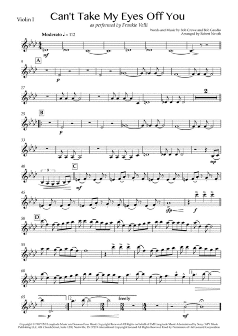 Can't Take My Eyes Off Of You String Quartet scores gallery preview page 5