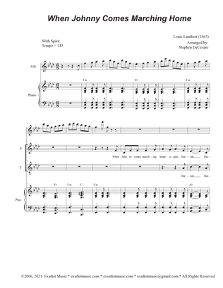 When Johnny Comes Marching Home (2-part choir - (Soprano and Tenor)