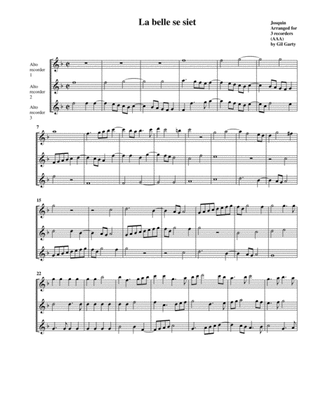 La belle se siet (arrangement for 3 recorders)