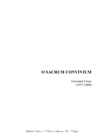 O SACRUM CONVIVIUM - G. Croce - For SATB Choir image number null