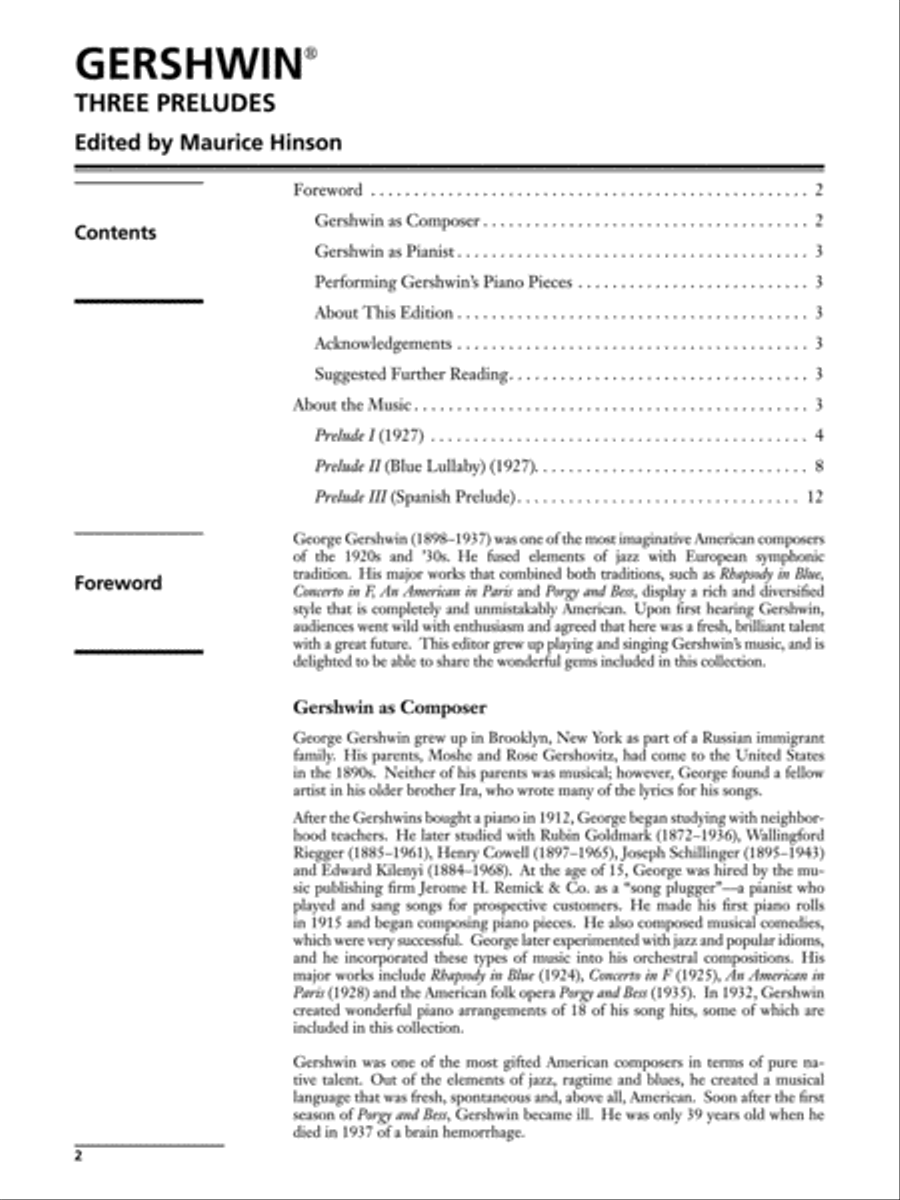 Three Preludes Piano Solo scores gallery preview page 2