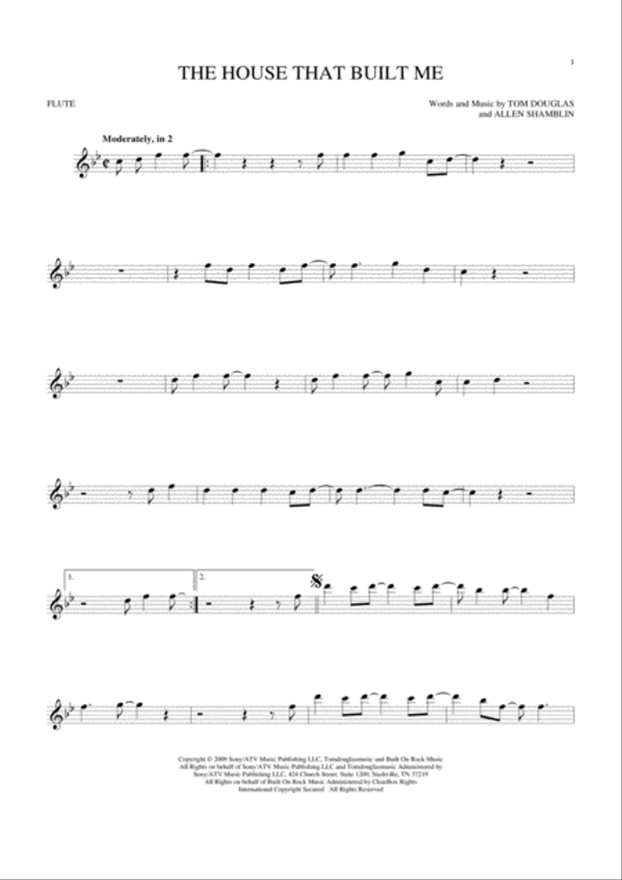 The House That Built Me Flute Solo scores gallery preview page 1