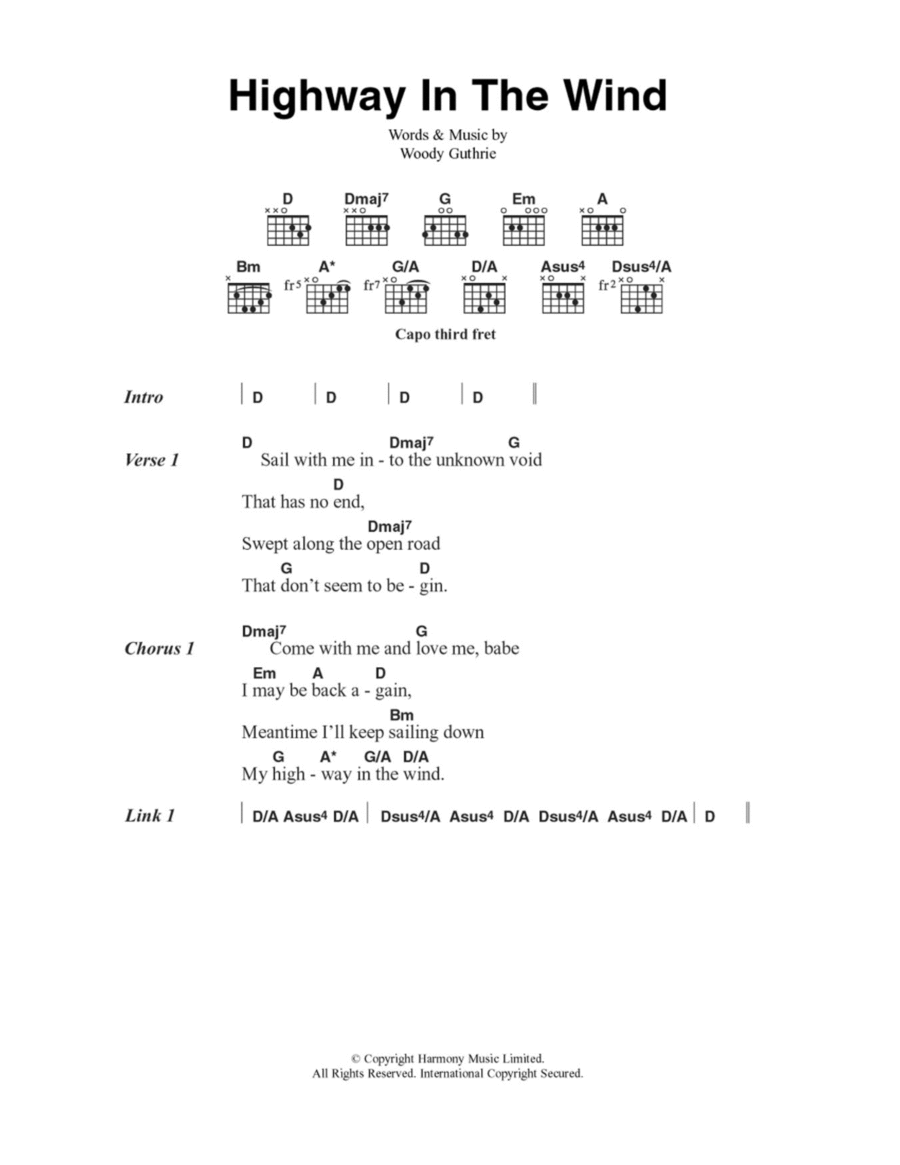 Highway In The Wind Acoustic Guitar scores gallery preview page 1