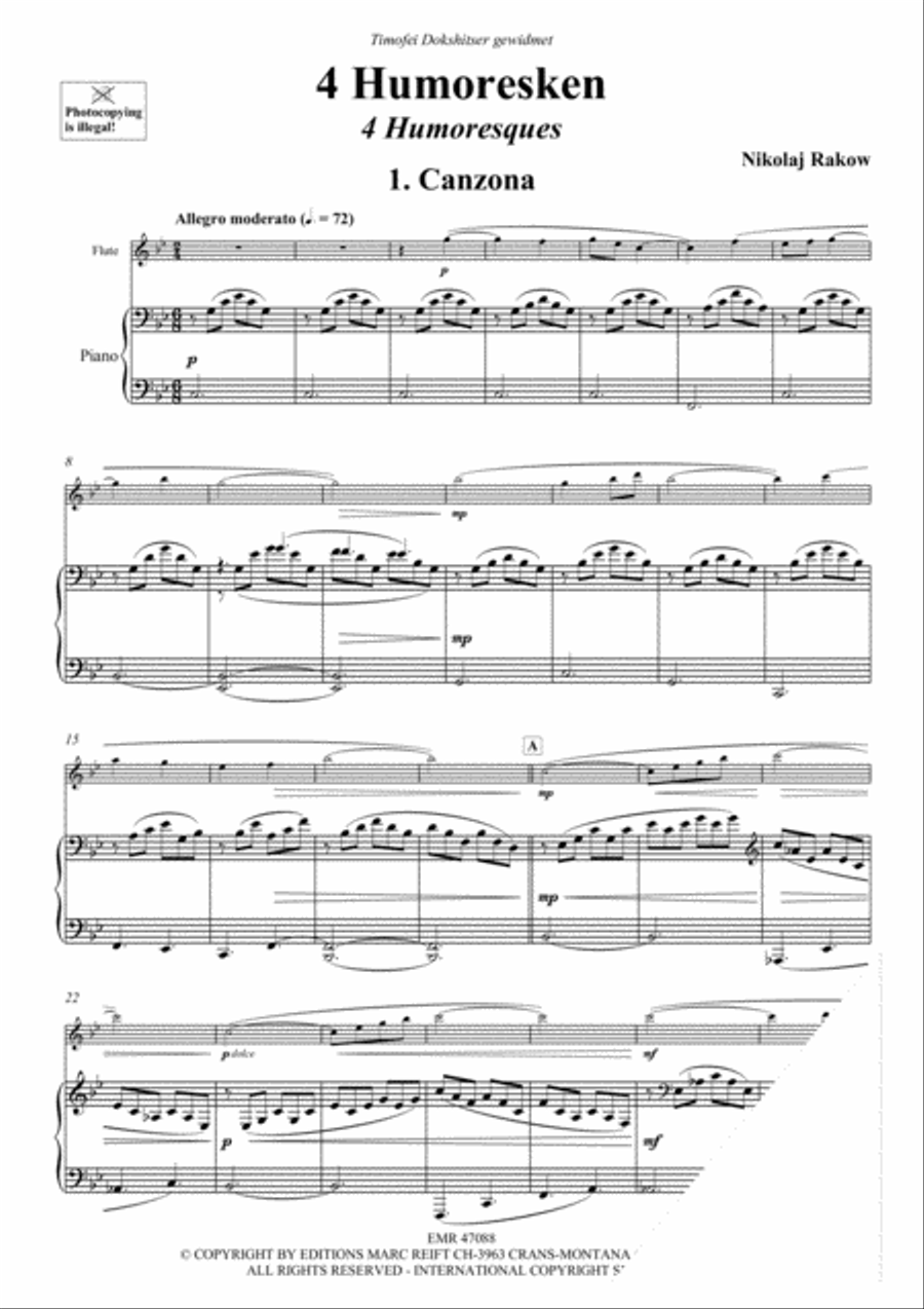 4 Humoresken Flute Solo scores gallery preview page 3