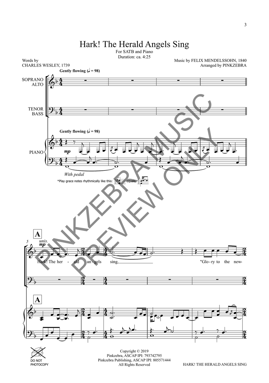 Hark! The Herald Angels Sing (SATB) 4-Part scores gallery preview page 4