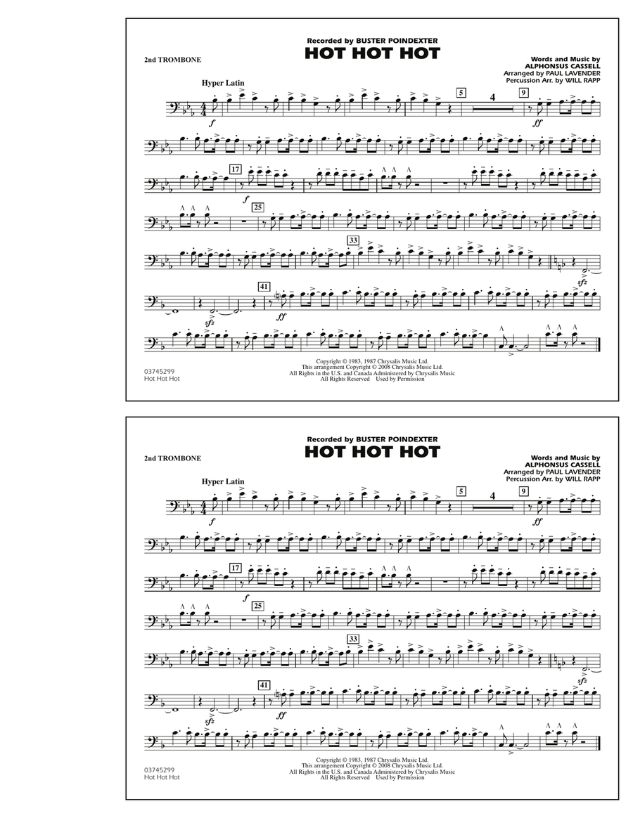 Hot Hot Hot - 2nd Trombone Marching Band scores gallery preview page 1