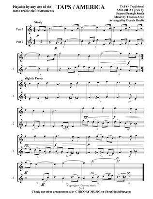ECHO ~ TAPS / AMERICA (Duet) - Any two similar treble clef instruments - Intermediate