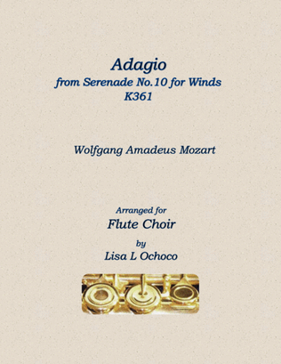 Book cover for Adagio from Serenade No.10 for Winds K361 for Flute Choir