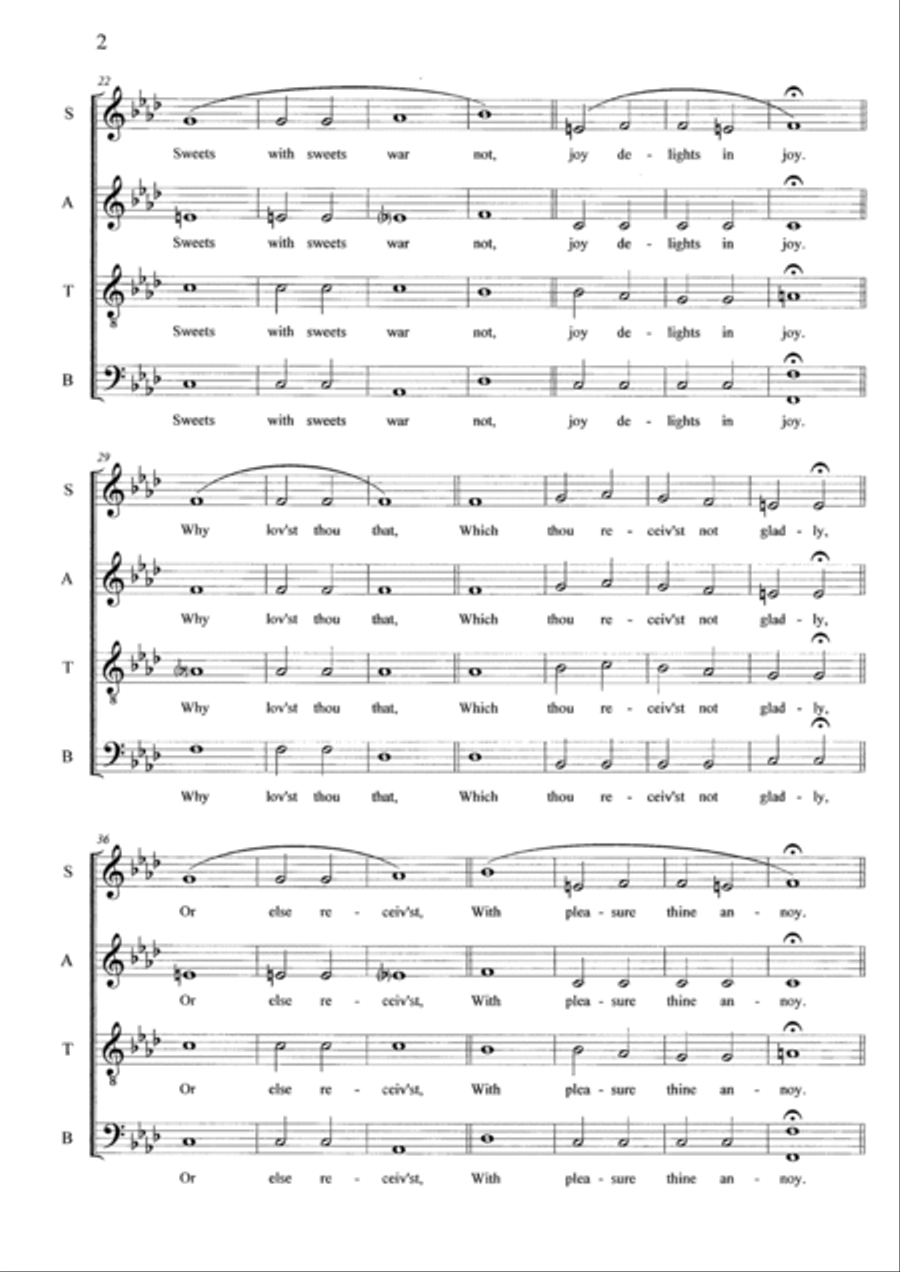 Five Shakespearean Sonnets - Composed by Graham Dickson-Place SATB a capella 4-Part scores gallery preview page 2