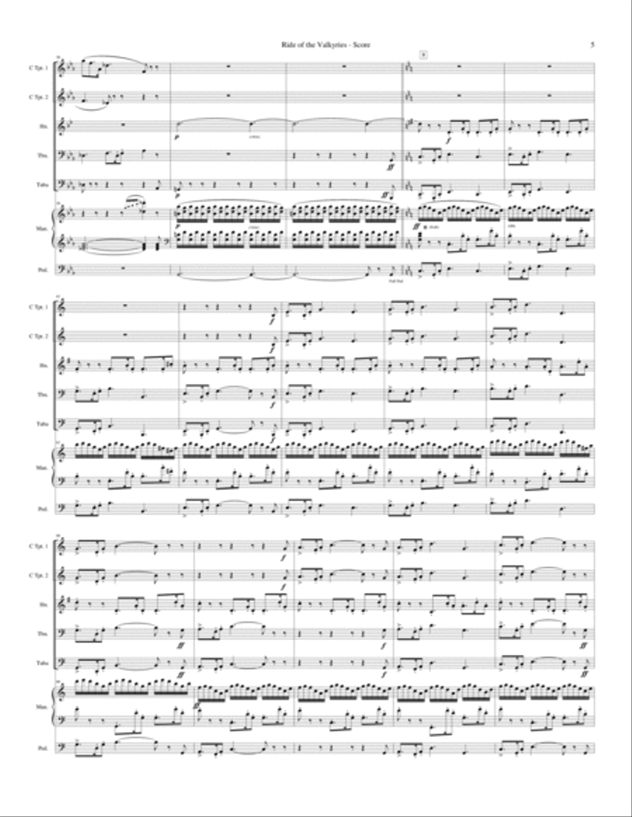 Ride of the Valkyries (for Brass Quintet and Organ) Brass Ensemble scores gallery preview page 6