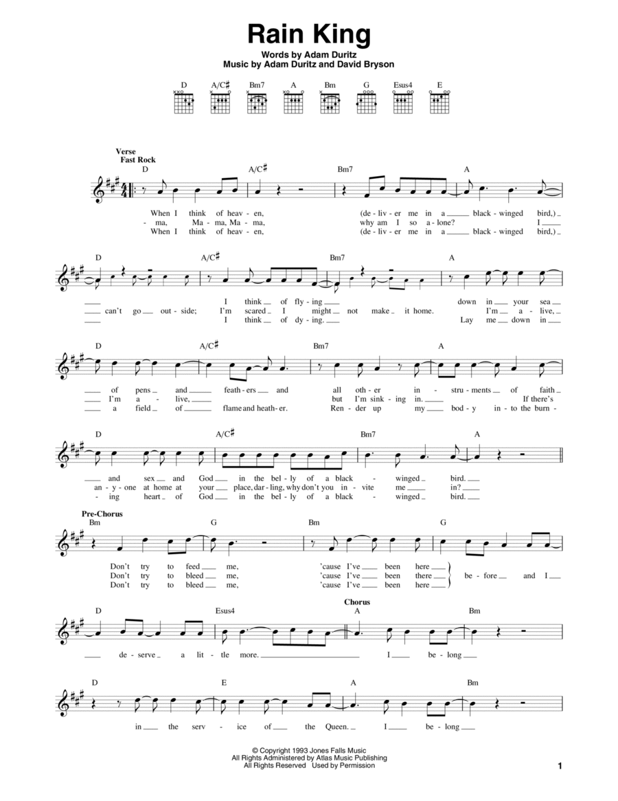 Rain King Piano scores gallery preview page 1