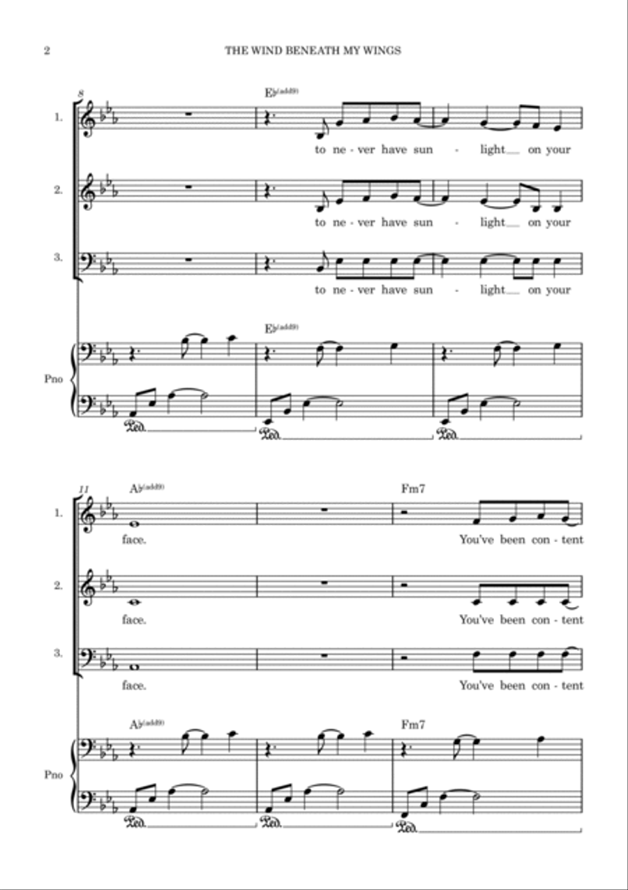 The Wind Beneath My Wings 3-Part scores gallery preview page 2