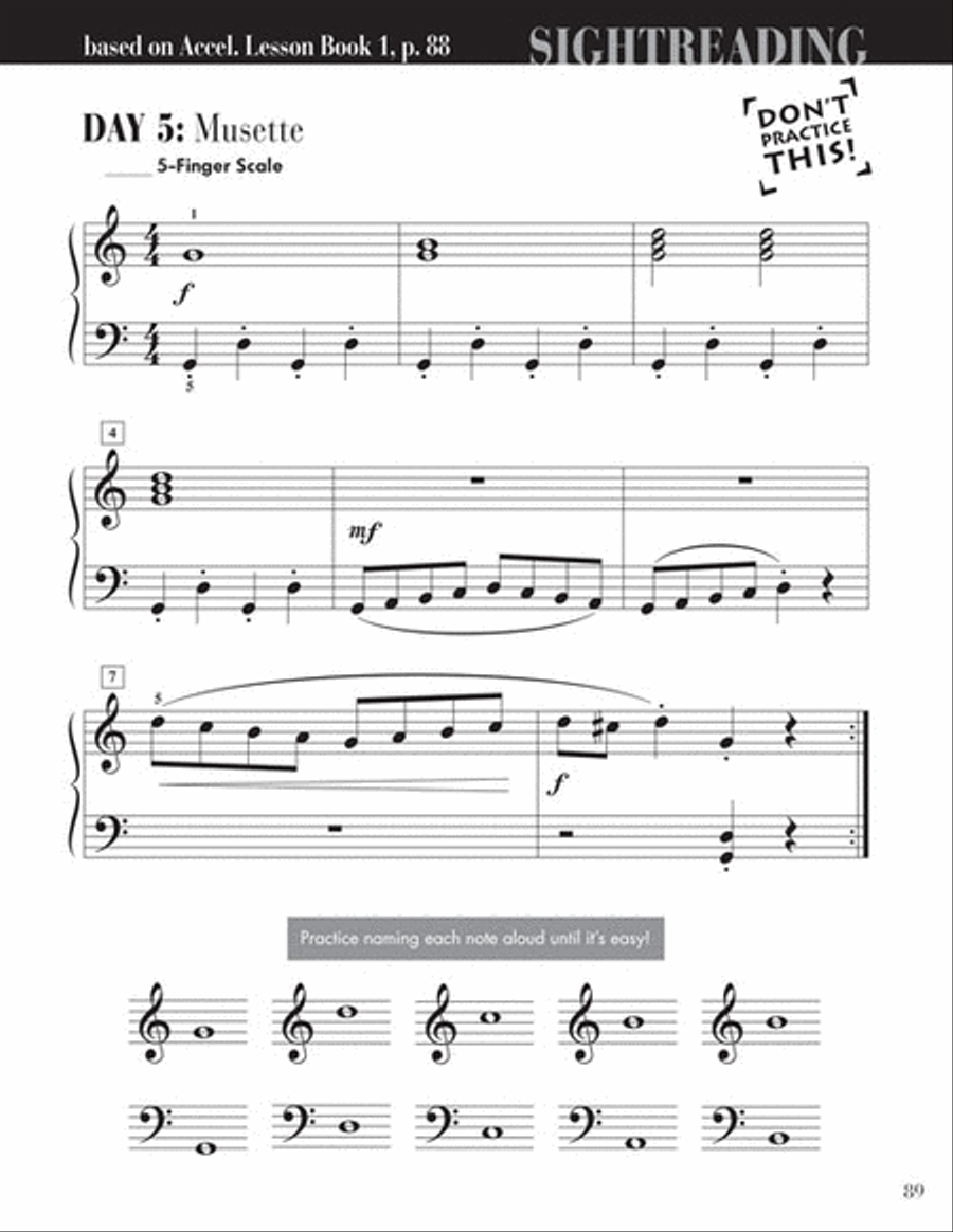Accelerated Piano Adventures Sightreading Book 1 Piano Method scores gallery preview page 7